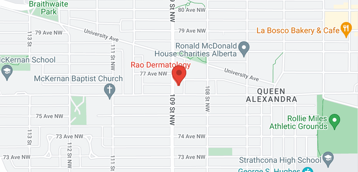 map of 7609 109 Street Edmonton Alberta NW